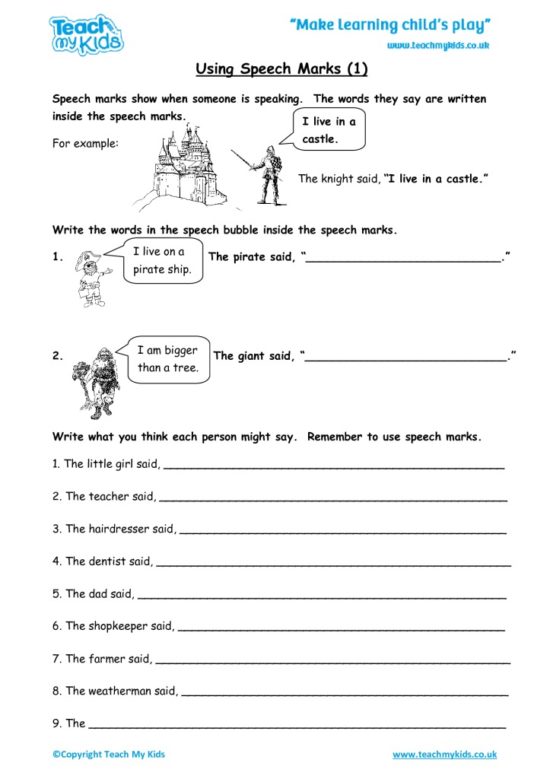 Worksheets for kids - using-speech-marks-1